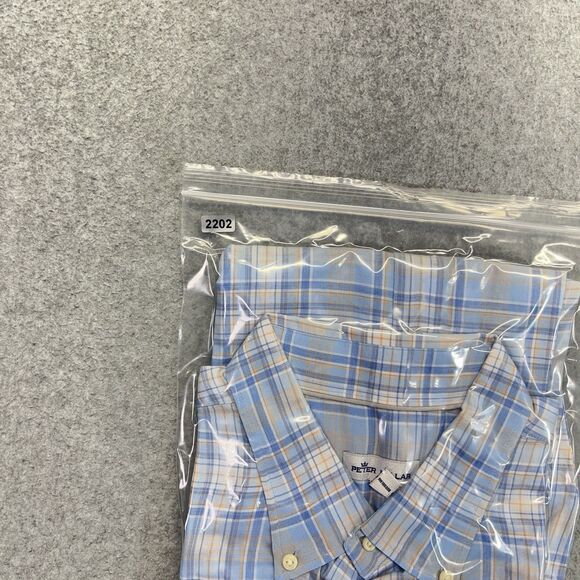 Peter Millar Button-Down Shirt Men’s XL Light Blue Plaid Long Sleeve - Picture 16 of 16